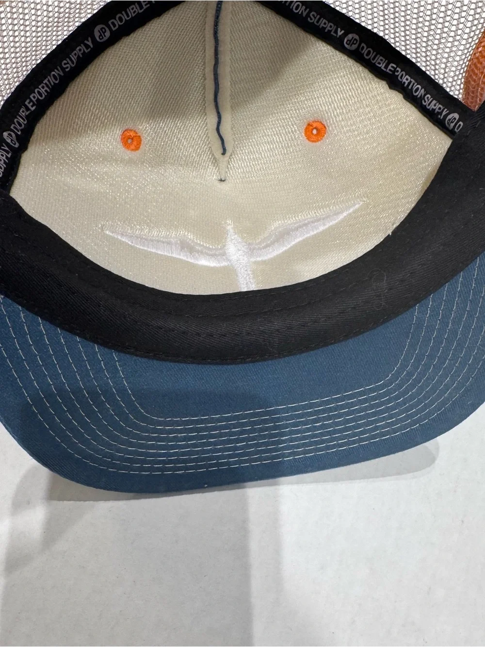 Double Portion Supply Bird Trucker Hat Hawaii Mesh Snapback Surf Flat Brim Blue